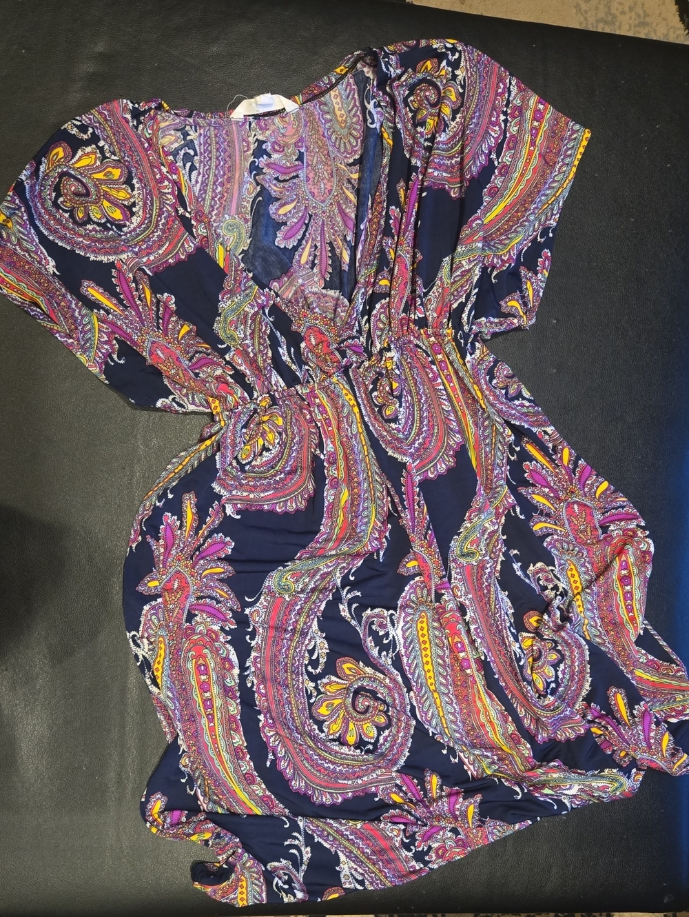 5th & Love Black Paisley Swim Coverup with Pink, Yellow & Purple